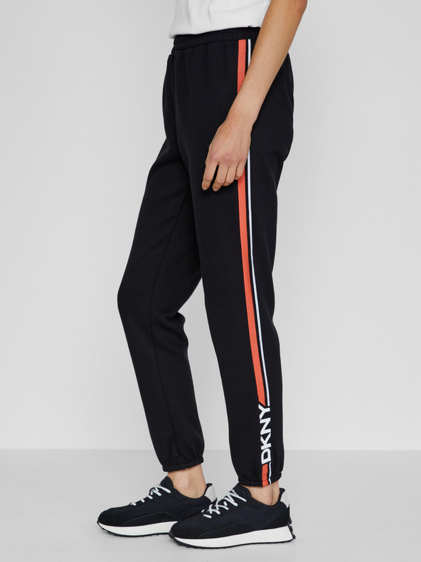 DKNY Černé dámské straight fit kalhoty s pruhy DKNY