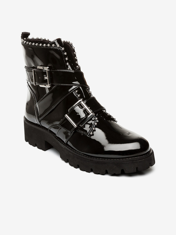 Steve Madden Černé dámské lesklé kotníkové boty s ozdobnými detaily Steve Madden Hoofy
