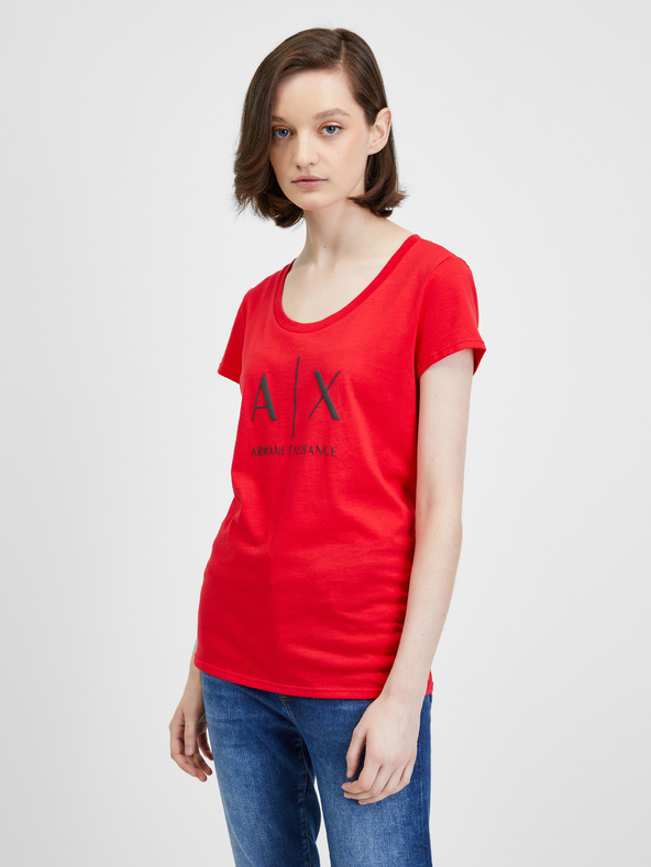 Armani Exchange Červené dámské tričko Armani Exchange