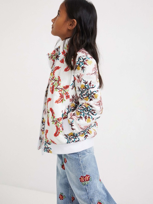 Desigual Bílá holčičí květovaná bunda Desigual Cala
