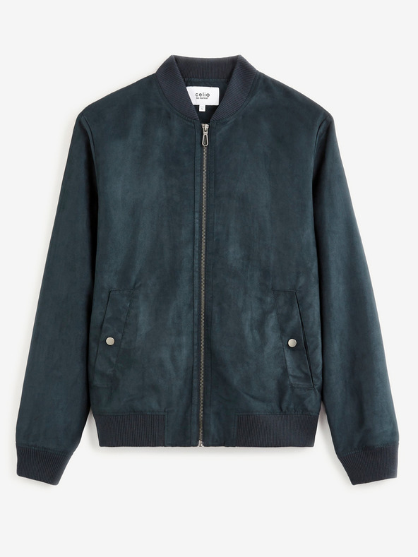 Celio Tmavě modrý pánský bomber v semišové úpravě Celio Budain