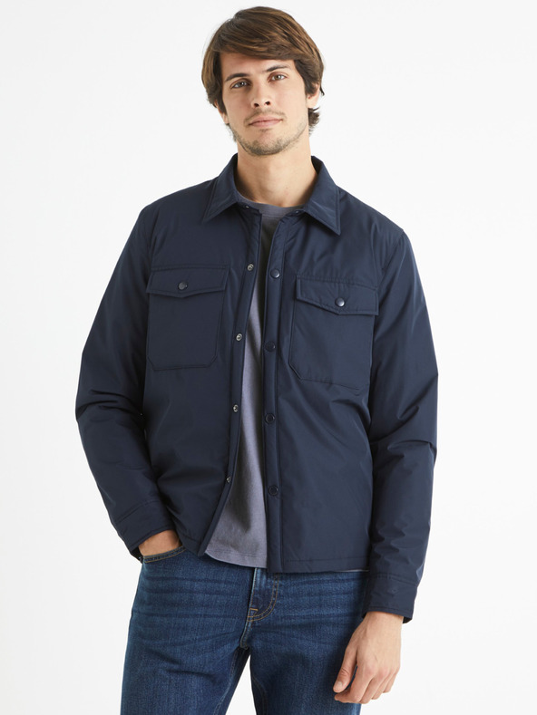 Celio Tmavě modrá pánská bunda s kapsami Celio Bushirtnyl