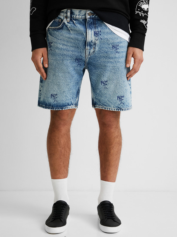 Desigual Modré pánské džínové kraťasy Desigual Filo