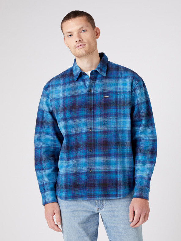 Wrangler Modrá pánská vzorovaná košile Wrangler