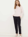 CAMAIEU Černé straight fit kalhoty s lampasem CAMAIEU