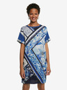 Desigual Modré květované šaty Desigual Vest Solimar