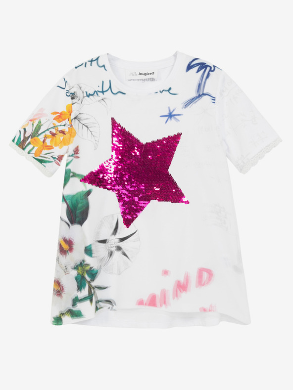 Desigual Bílé holčičí vzorované tričko Desigual TS Amparo