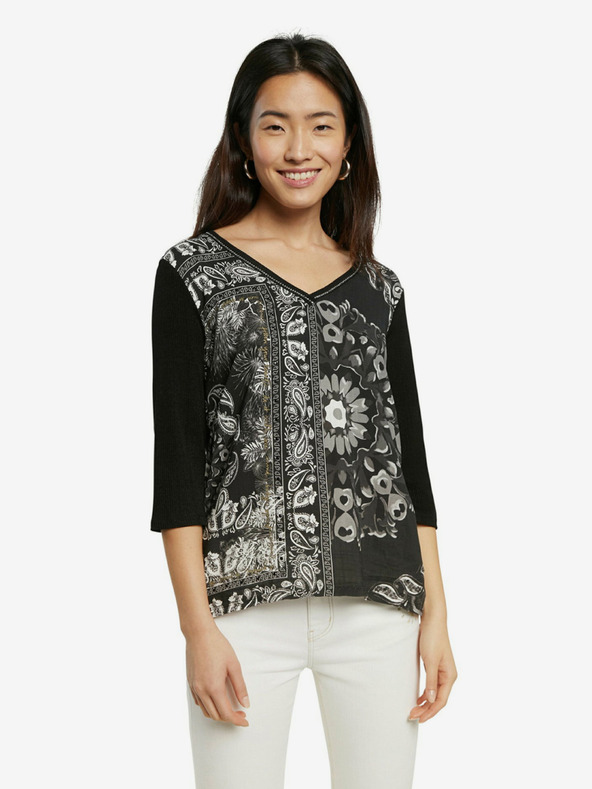 Desigual Černé tričko Desigual TS Varsovia