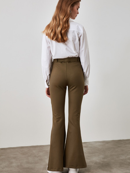 Trendyol Khaki dámské kalhoty s páskem Trendyol