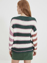 Trendyol Zeleno-bílý dámský pruhovaný oversized svetr Trendyol