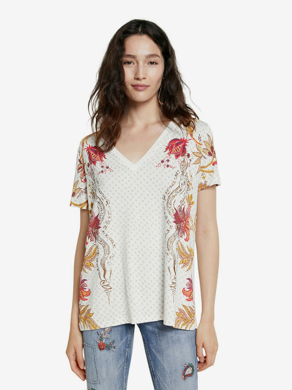 Desigual Krémové dámské tričko Desigual TS Praga