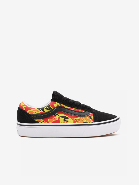 Vans Oranžovo-černé dětské vzorované semišové tenisky VANS Flame Camo