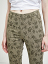 CAMAIEU Khaki vzorované slim fit kalhoty CAMAIEU