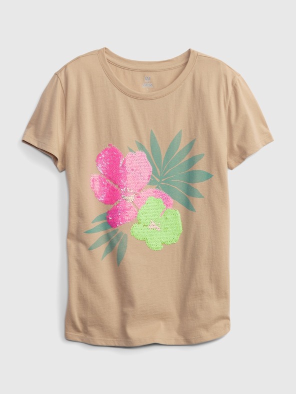 GAP Dětské organic tričko s flitry floral GAP