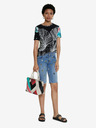 Desigual Černé dámské vzorované tričko Desigual TS Leaves