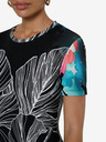Desigual Černé dámské vzorované tričko Desigual TS Leaves