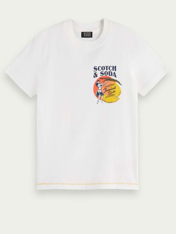 Scotch & Soda Bílé klučičí tričko s potiskem Scotch & Soda
