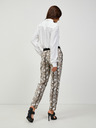 CAMAIEU Bílo-hnědé vzorované straight fit kalhoty CAMAIEU