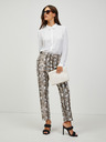 CAMAIEU Bílo-hnědé vzorované straight fit kalhoty CAMAIEU