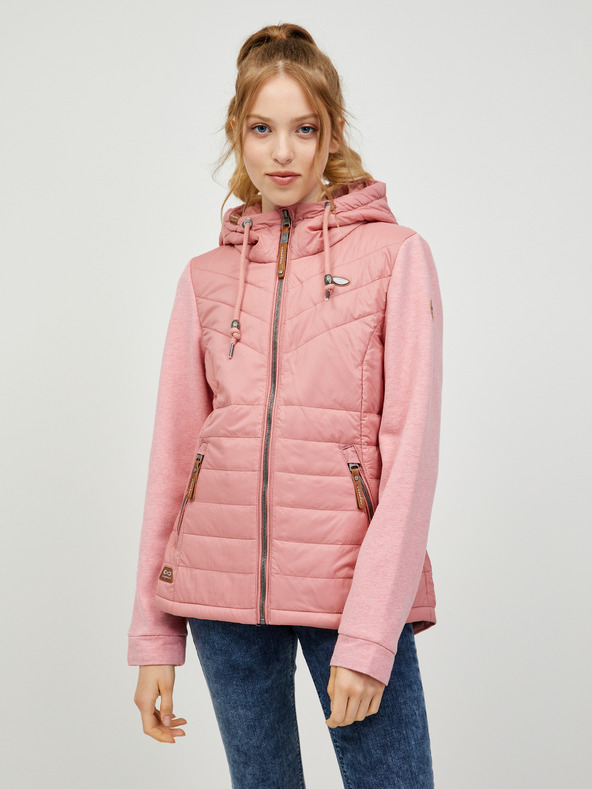 Ragwear Růžová dámská prošívaná bunda s kapucí Ragwear Lucinda
