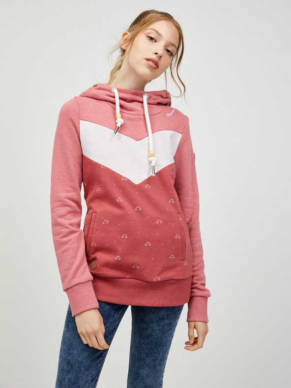Ragwear Růžová dámská mikina s kapucí Ragwear Trega