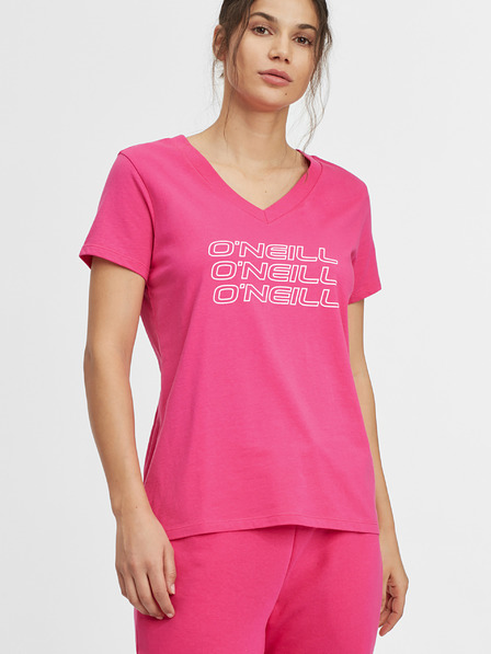 O'Neill Růžové dámské tričko O'Neill Triple Stack V-Neck