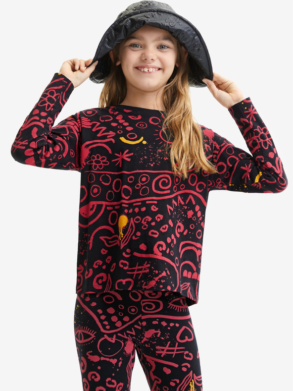 Desigual Černé holčičí vzorované tričko Desigual Carlota