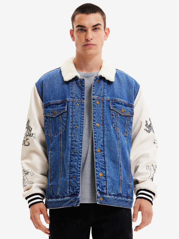 Desigual Bílo-modrá pánská denimová bunda Desigual Wolf