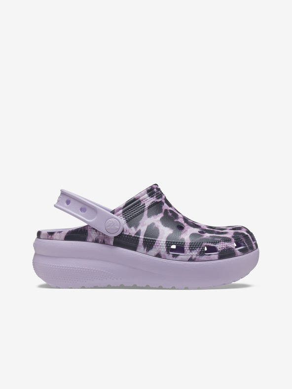 Crocs Černo-fialové holčičí vzorované pantofle Crocs