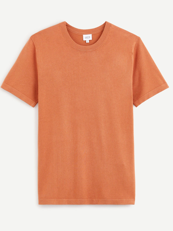 Celio Hnědé pánské basic tričko Celio Be1stee