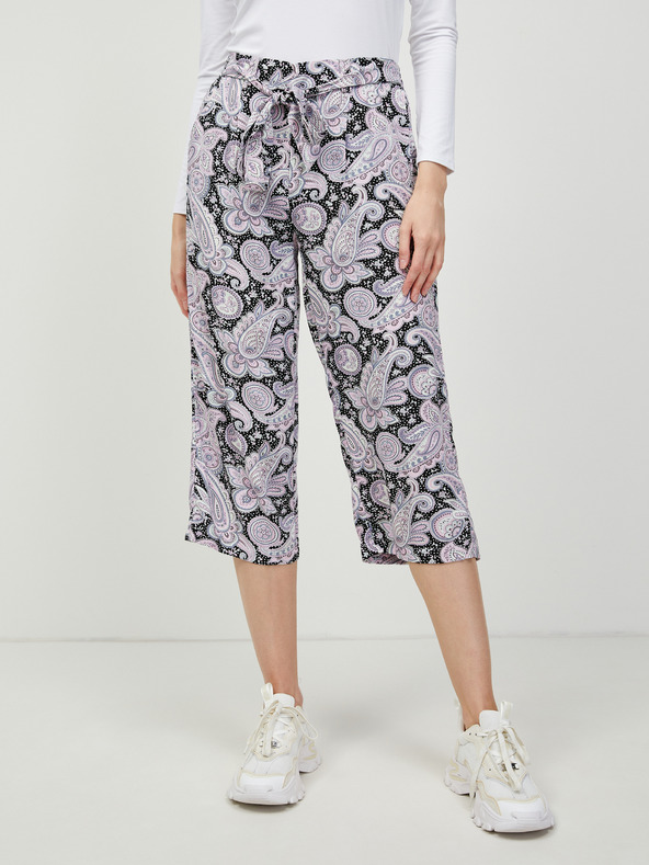 ONLY Fialovo-černé vzorované culottes ONLY Nova