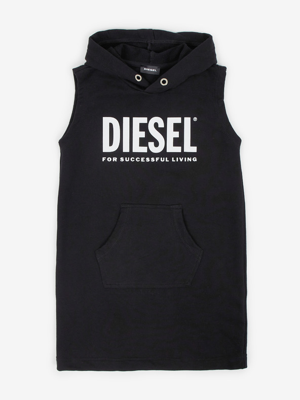 Diesel Černé holčičí mikinové šaty s kapucí Diesel