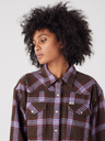 Wrangler Fialovo-hnědé dámské kostkované košilové šaty Wrangler