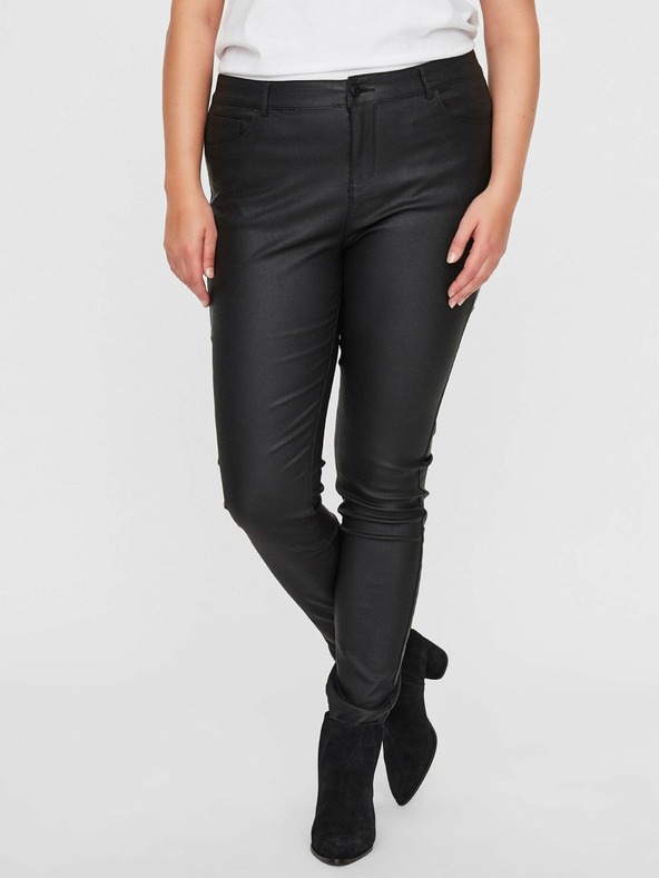 Vero Moda Curve Černé koženkové kalhoty VERO MODA CURVE Seven