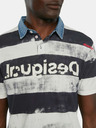 Desigual Černo-bílé pánské pruhované  polo tričko Desigual TS Julien