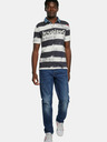 Desigual Černo-bílé pánské pruhované  polo tričko Desigual TS Julien