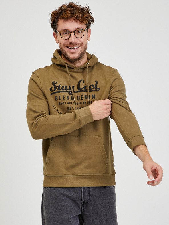 Blend Khaki pánská mikina s kapucí Blend