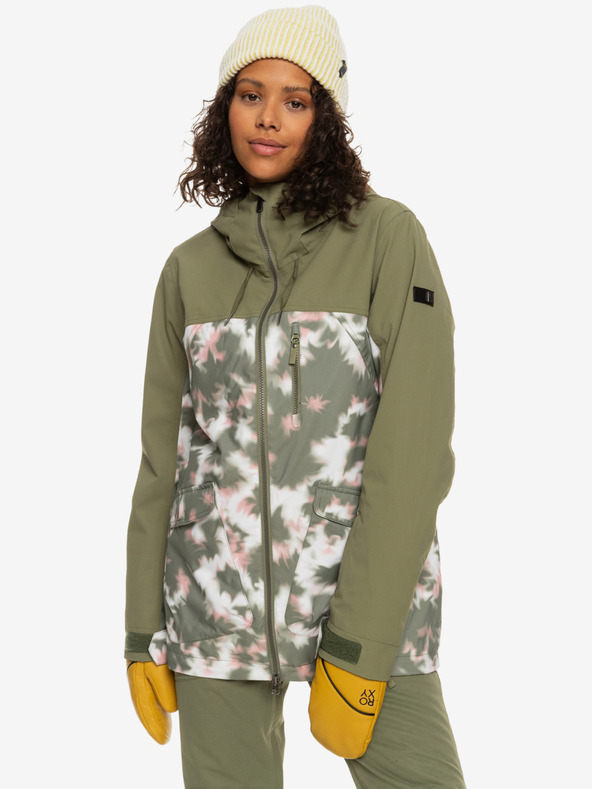 Roxy Khaki dámská zimní vzorovaná bunda Roxy Stated