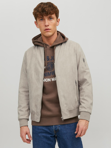 Jack & Jones Béžový pánský bomber v semišové úpravě Jack & Jones Rocky