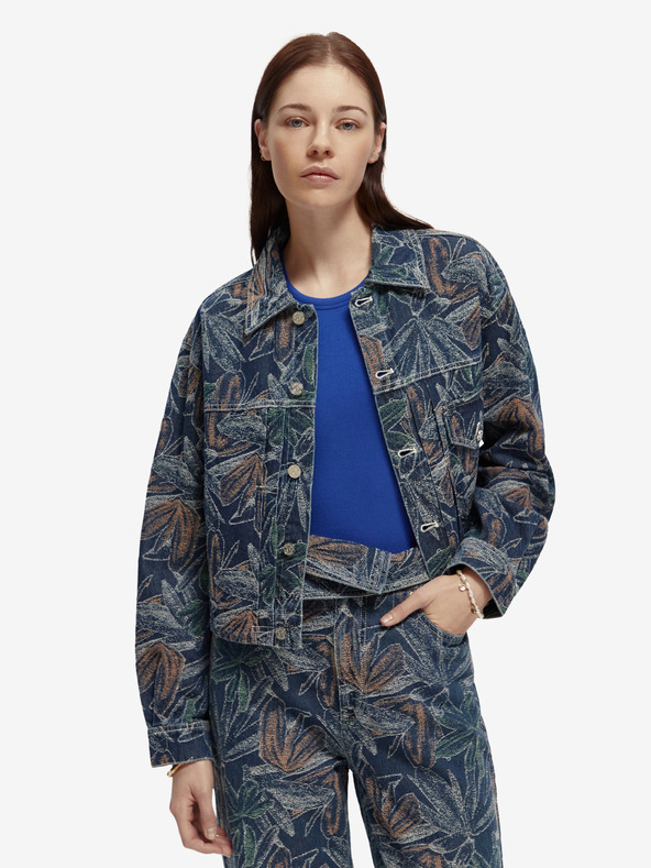 Scotch & Soda Tmavě modrá dámská vzorovaná džínová bunda Scotch & Soda