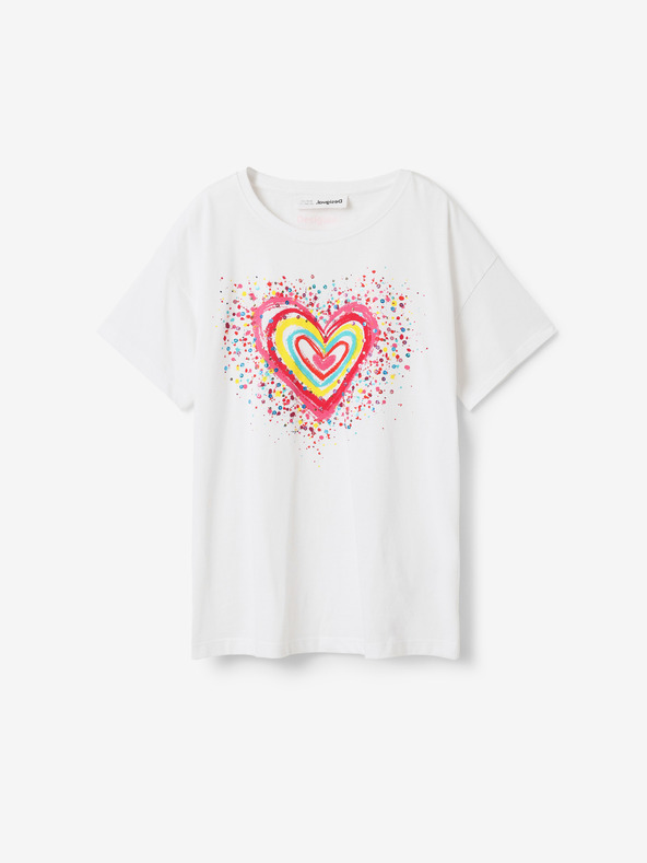 Desigual Bílé holčičí tričko Desigual Heart
