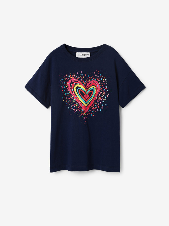 Desigual Tmavě modré holčičí tričko Desigual Heart