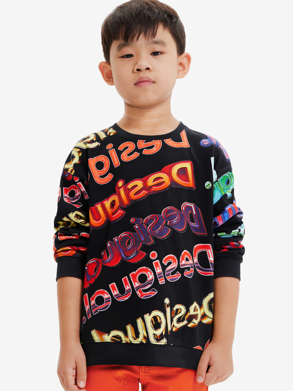 Desigual Černá dětská vzorovaná mikina Desigual Sweat Xocolat