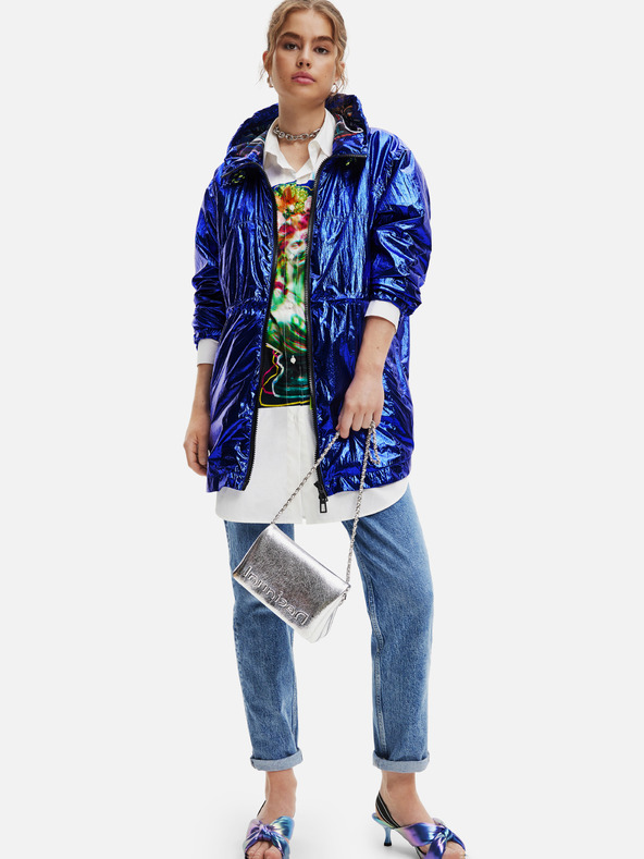 Desigual Modrá dámská metalická parka Desigual Ontario