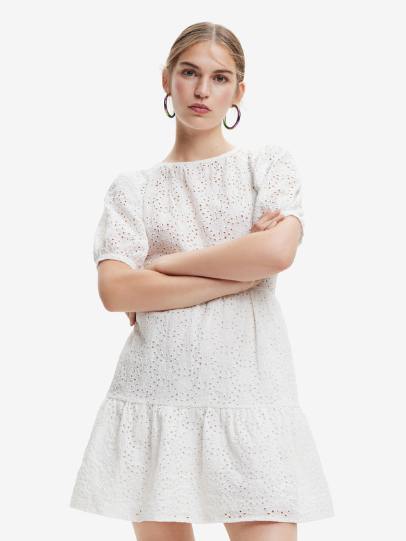 Desigual Bílé dámské vzorované šaty Desigual Limon