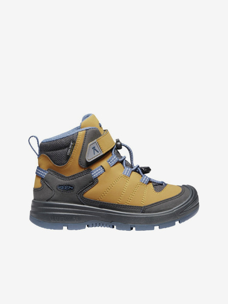 Keen Žluté dětské kožené kotníkové outdoorové boty Keen Redwood Mid