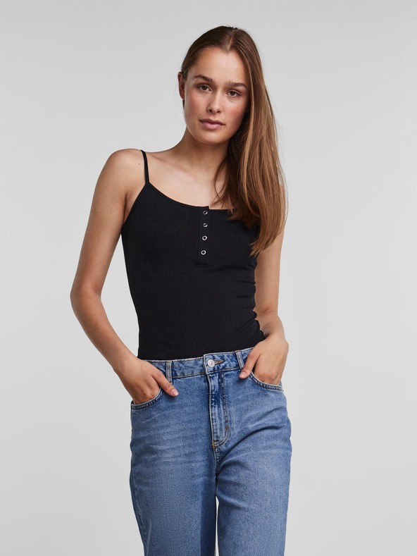 Pieces Černé žebrované body Pieces Kitte