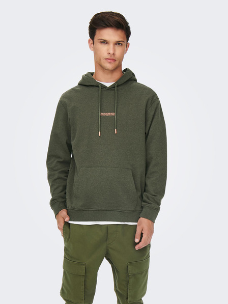 ONLY & SONS Khaki mikina s kapucí ONLY & SONS Elon