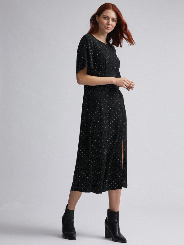 Dorothy Perkins Černé puntíkované midišaty Dorothy Perkins