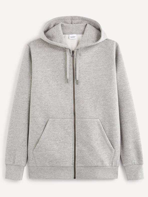 Celio Světle šedá basic mikina s kapucí Celio Vethree